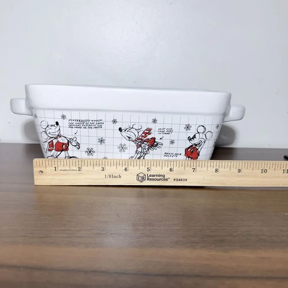 Disney Mickey Minnie Mouse Sketchbook Christmas Loaf Pan Bread 9X 5 X 4